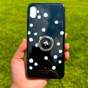 Kate Spade black and white Polka dot case with ring stand for iPhone XS Max
